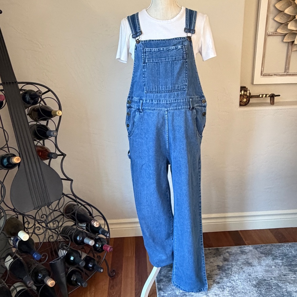 PTNY Light Blue Denim Full Length Overall Jeans Size L‎